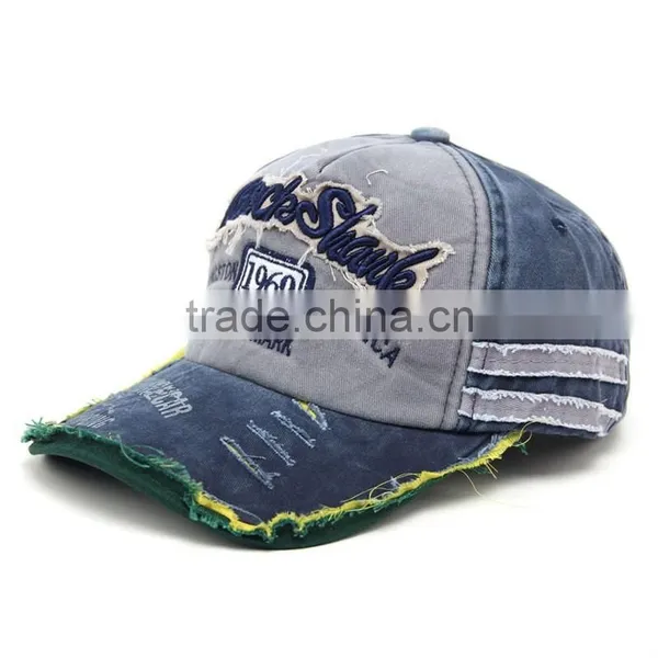 New Style Distressed Washed Denim Sport Cap With Your Own Design photo-5