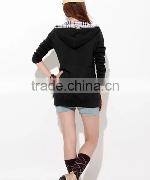 Comfortable Winter Long Sleeve Girls Thick Hoody Coat Back With Hat Made in China photo-4