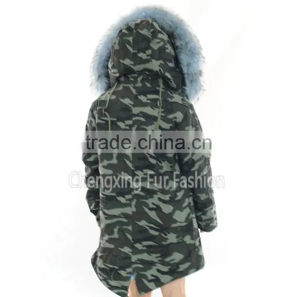 CX-G-P-07A Cheap Parka Jackets Rex Rabbit Lining Raccoon Fur Collar, Wholesale Winter Parka Fur Jackets photo-5