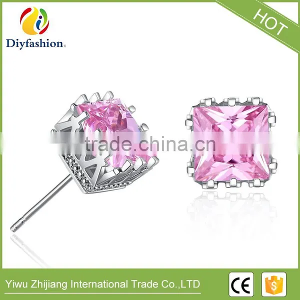 Fashion Jewelry Colorful Hollow Square Cubuic Zircon Stud Earring photo-5