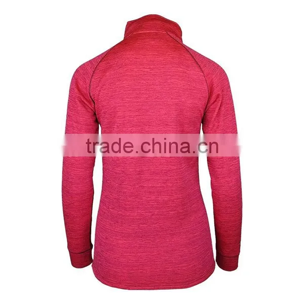 Women Warm Humidity And Ventilation Zippers Neckline Melange Ski Mid Layers T Shirt photo-4