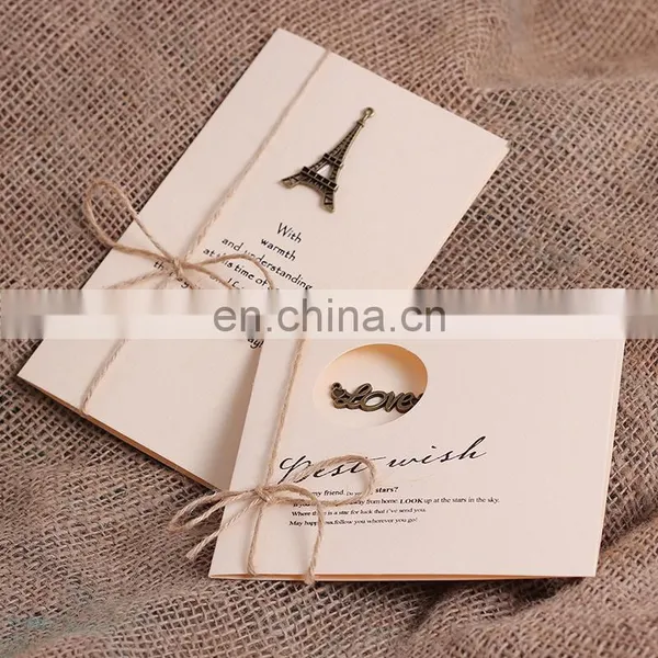 New Arrive Handmade Paper Greeting Cards Designs Metal Charm Creative Greeting Card photo-3