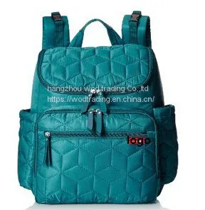 quilted polyester diaper backpack bag with pockets outside