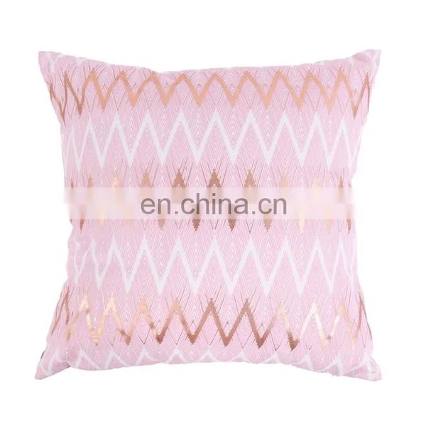 100% Cotton Geometric Wave Pink Home Indoor Decorative Square Throw Pillow Covers for Sofa Bedroom photo-2