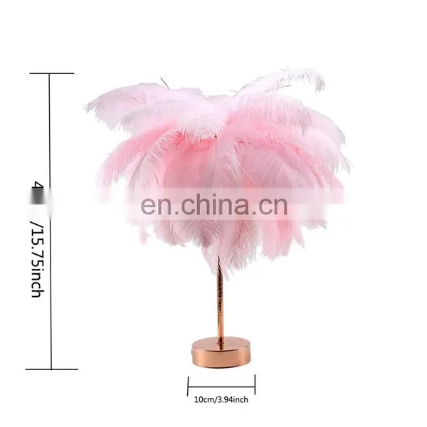 Modern Design Contemporary Contracted Nordic Creative Romantic LED Ostrich Feather Table Lamp Decor With Remote Control photo-7