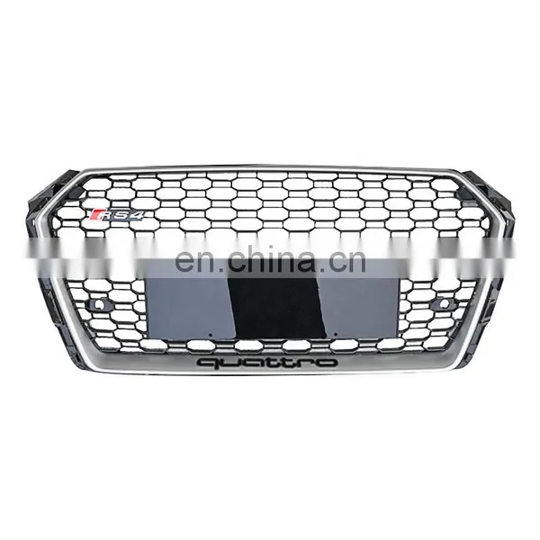 Replacement RS4 Car Front Grille for Audi A4 B9 Black Center Honeycomb Mesh High Quality Bumper Grill no Logo Style 2017-2019 photo-3