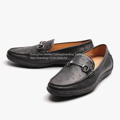 Ostrich Leather Beanie Shoes Breathable Casual Shoes Comfortable Leather Shoes Personalized Leather Men's Shoes Grinding Breathable Anti-Driving Shoes photo-2
