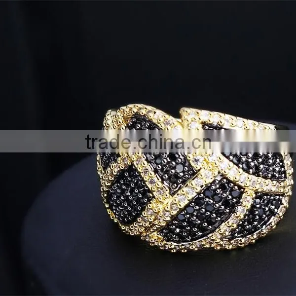 Exclusive Design Black & White Contrast Jewelry White Gold Cocktail Party CZ Ring photo-6