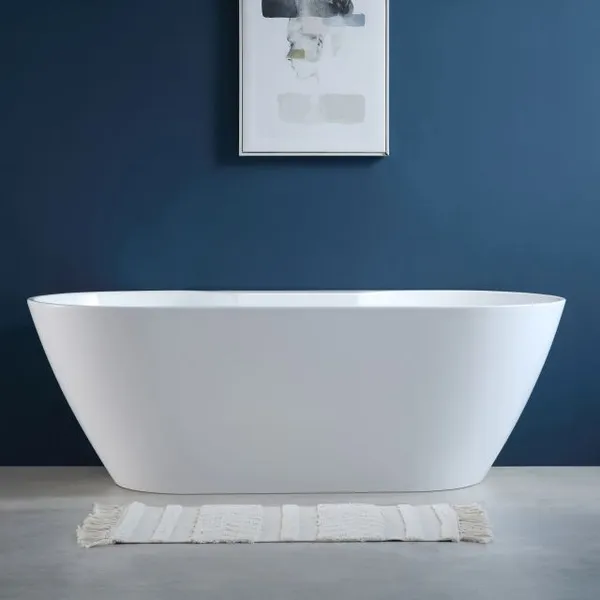 Modern Freestanding Solid Surface Bath Tub Bathroom Shower Tub High Quality Luxury Acrylic Resin Stone Bathtub photo-2