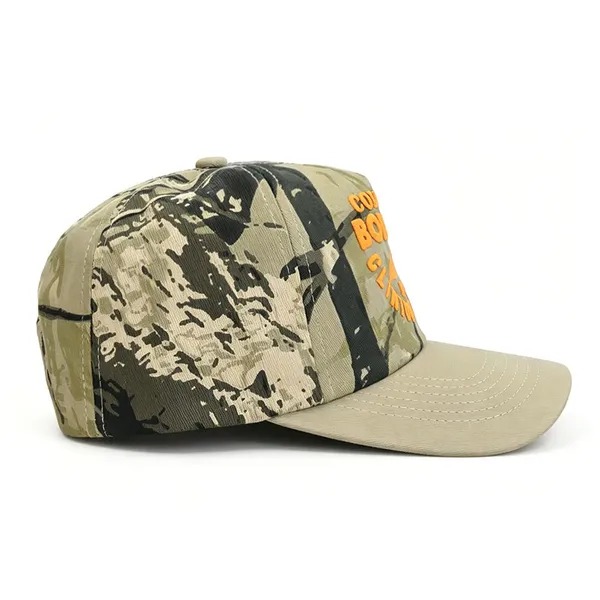 Camouflage Baseball Cap Fabric Contrast Brim Puff Print Letters Breathable Field Outdoor Headwear photo-3