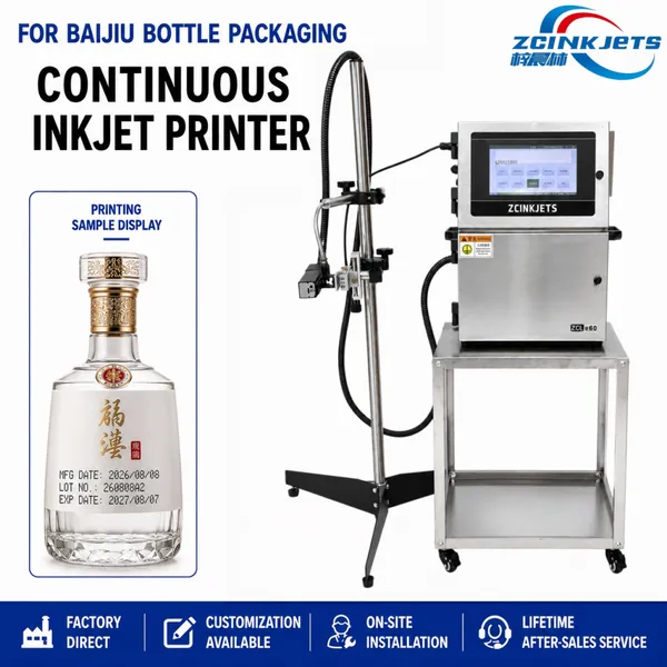Industrial Small Character CIJ Inkjet Printer for Baijiu Liquor Bottles Glass Packaging and Filling Line Coding