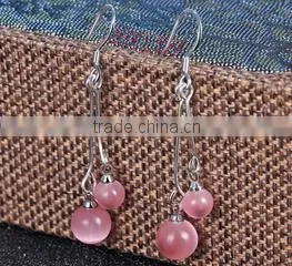2016 New Fashion Red Opal Cat Eye Silver Long Pendant Earring photo-3