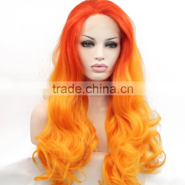 Top Quality Colored Long Style Synthetic Wig Body Wave Lace Front Wig photo-4