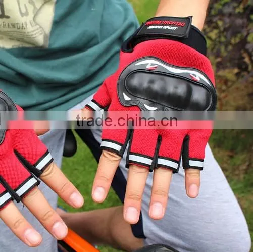 Men Motorcycle Cycling Gloves Half Finger Anti Slip 3D Hard Shell Protective Bicycle Bike Riding Racing Gloves photo-2