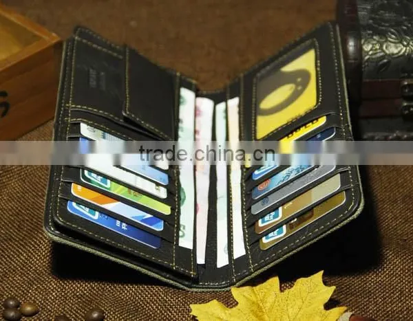 Hot Sell Men's Brown Rugged Canvas & Genuine Leather Bifold Bill Fold Wallet Bag photo-4