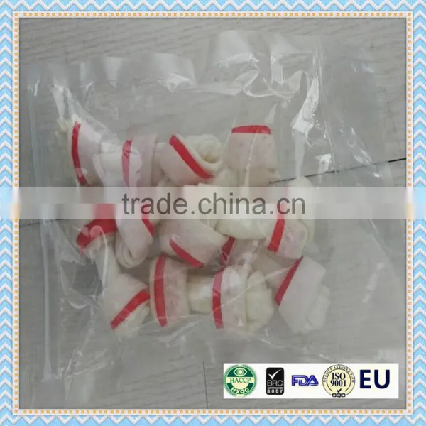 2.5 Inch Bleached Rawhide Bone Two Color Knotted Bone photo-2