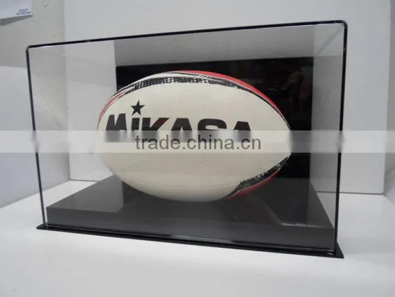 Customized Rugby Ball Display Case Full Size Acrylic With Black Acrylic Base photo-2