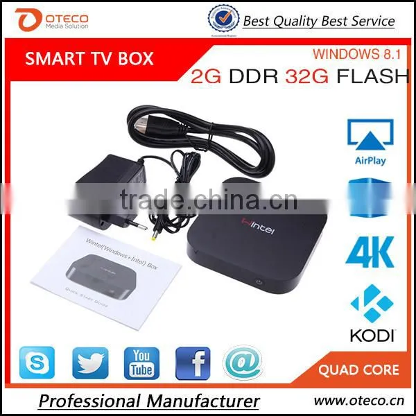 New TV Box Windows10 OS and Rooted Android 4.4.4 Dual System MINI PC Intel Quad Core CPU 2G+32G Wintel TV Box Multimedia Player