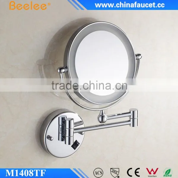 Beelee Chrome Silvery Round Mirror Modern LED Extendable Smart Makeup Mirror photo-2