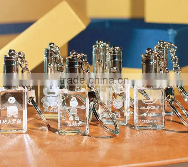 3D Laser LED Crystal Key Chain For Gift