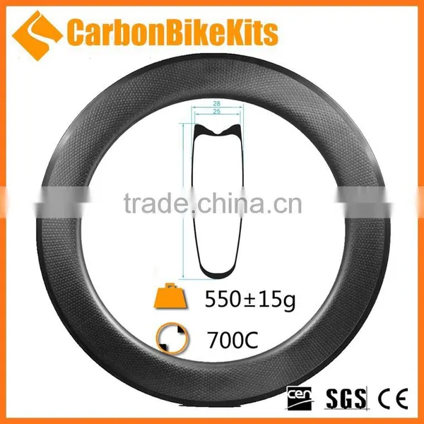 Light weight 25mm wide 80mm deep 700c road bike wheel rim carbon dimple tubular
