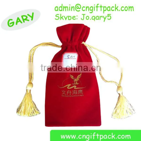 Red Velvet Jewelry Bag Velvet Bag With Gold Tassel