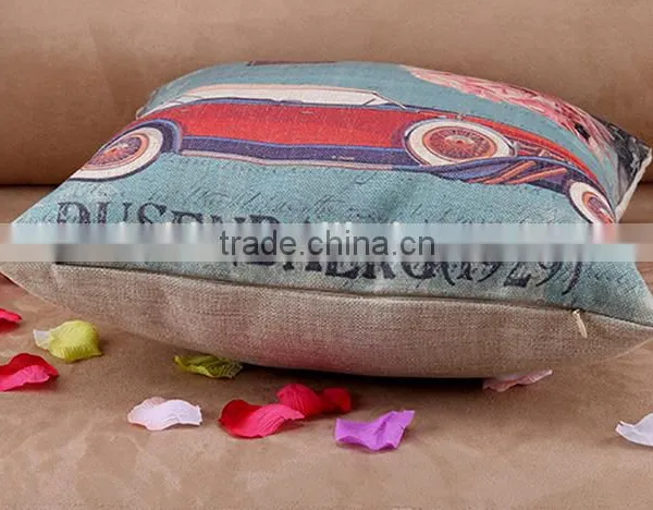 2015 Digital Printing Cartoon Car Series Cushion Cover Cotton and Linen Hold Pillow photo-6