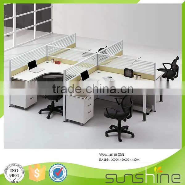 Practical 4 Seating Workstation Partitions Desktop Glass Partition With Keyboard Trays photo-4