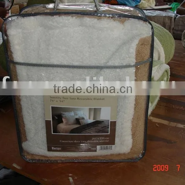 100% Polyester Knit Solid Carol Reversible Blanket
