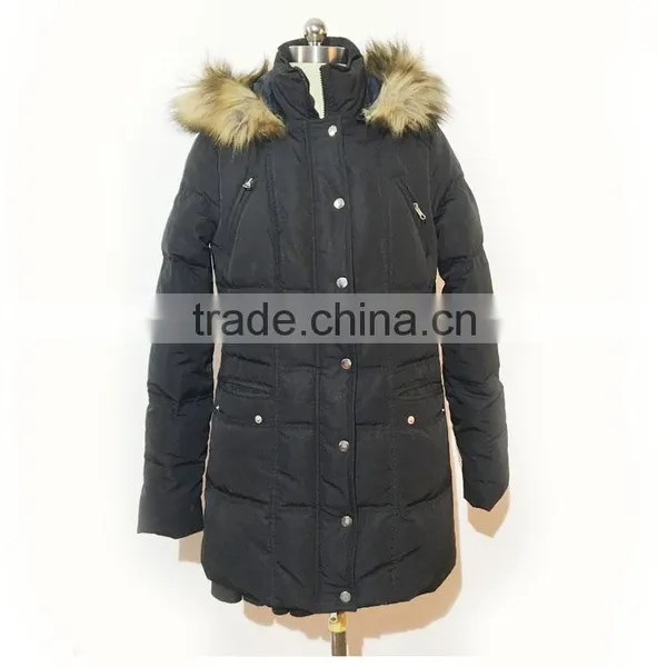 2016AW Garment Customized Woman's Fashion Long Coats Ladies Parka Fur Collar Outdoor Warm Jacket