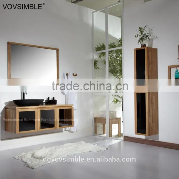 Wood Texture Plywood Hanging Bathroom Vanity Cabinet With Artificial Marble Countertop and Ceramic Counter Basin photo-6