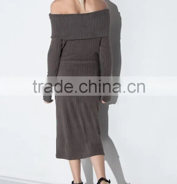 New Design Plain Grey Slim Fit Tube Dress Backless Long Evening Dress photo-3