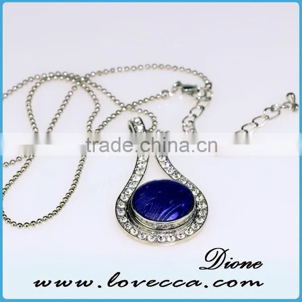 Antique Silver Alloy Women Fashion Crystal Pendant Necklace Long Snap Necklace Jewelry photo-6