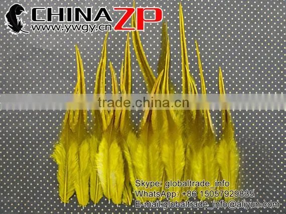 Gold Supplier CHINAZP Wholesale Top Selling Decorative Dyed Yellow Chicken Rooster Saddle Feathers for Sale photo-4