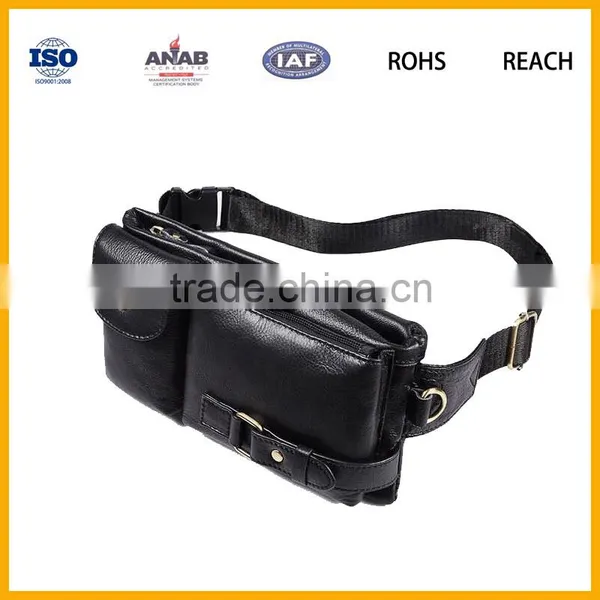 Factory Direct Sale High Quality Elegant PU Waist Bag With Two Small Pockets for Out Sports, Business photo-3