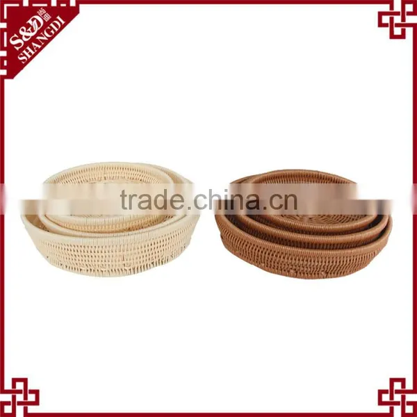 New Design Fancy Plastic pe Rattan Handcraft Woven Stackable Baskets photo-2