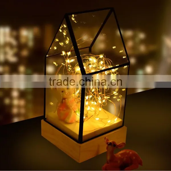 Hottest Siliver Glass House Atmosphere Light, DIY LED Table Lamp Night Lamp photo-2