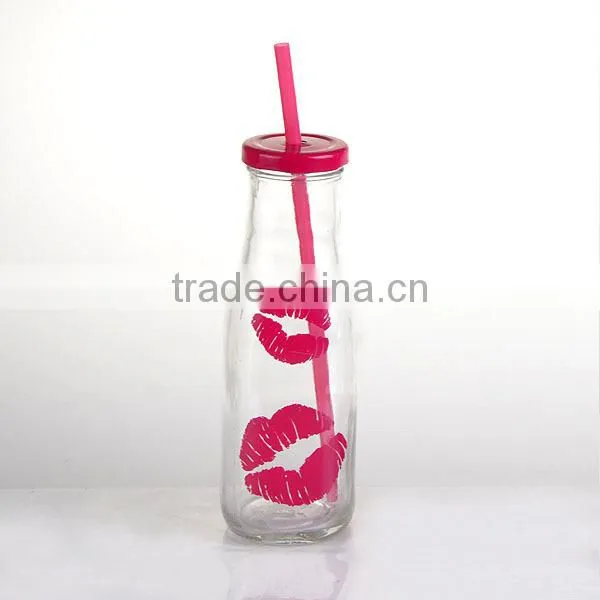 Fancy Bulk Glass Milk Bottles With Mouth Decal photo-2