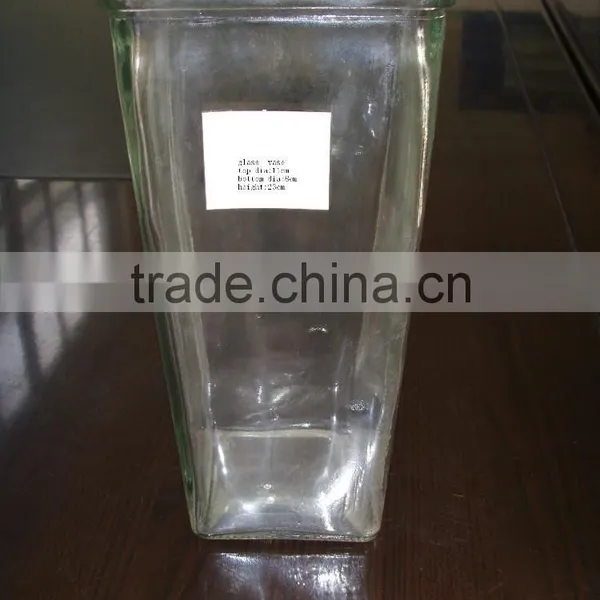 Machine Made Glass Vase for Home Decoration / Square Glass Vase photo-2