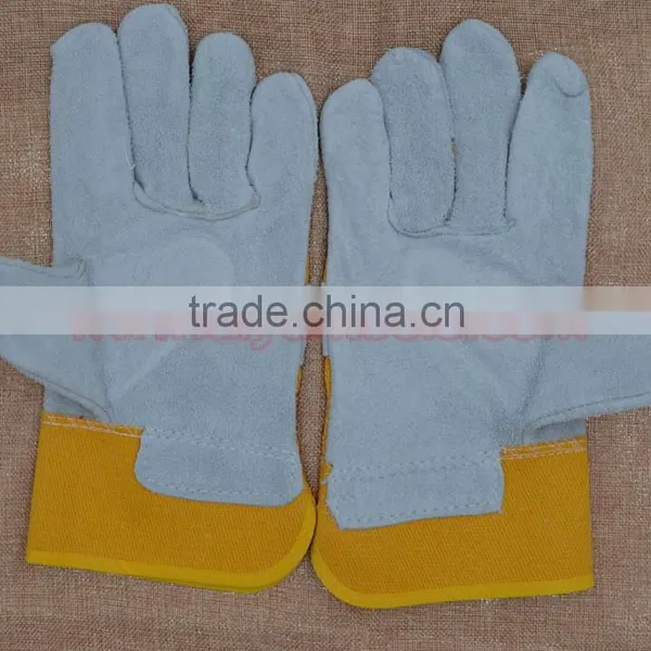 Color Safety Gloves,Cow Split Leather Work Glove,Leather Cotton Welding Gloves photo-6