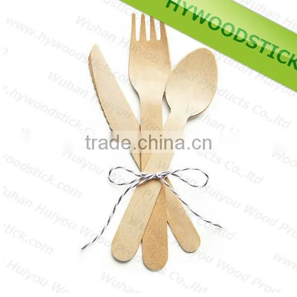 Striped Wooden Utensils Wooden Cutlery Disposable Tableware Set photo-2