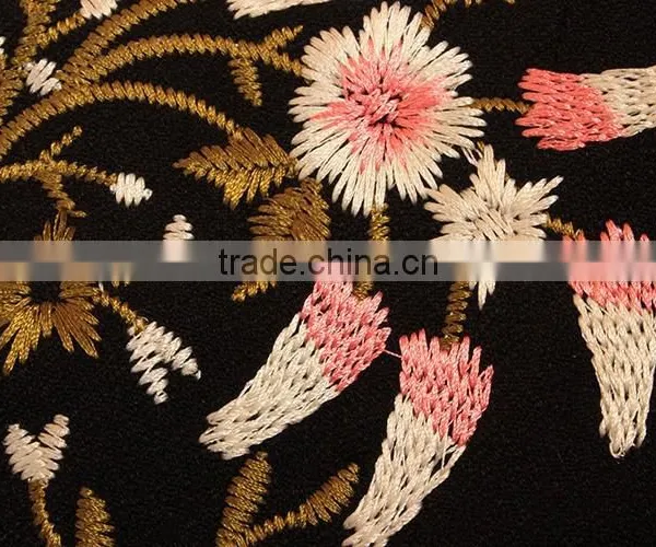 Retro Flowers Embroidered Long Sleeve Black Slim Long European Elegant Women Coat photo-6