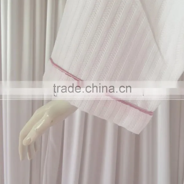 Tow Colors Hotels Unisex White Thick Absorbent Soft Cotton Robe Winter Long Sleeve Bathrobes Women Warm Stripe Waffle Bathrobes photo-5