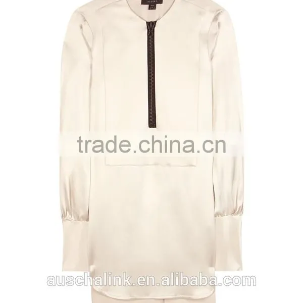 2016 Hot Sale Silk Satin Blouse Fashion Designs OEM Service photo-4