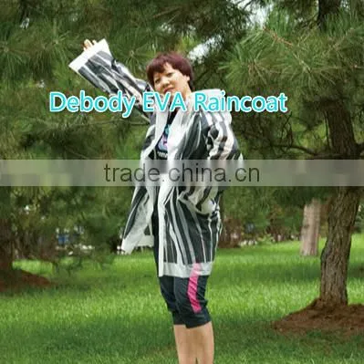 Black and White Strip Adult 100% EVA Raincoat in Football Field photo-3