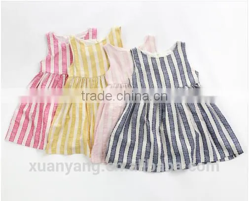 Hot Selling Wholesale Srtipe White Flower New Model Mother Daughter Matching Girl Dress photo-5