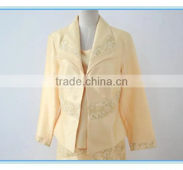 Fancy Lace Micado 3 Pieces Women Church Suit Business Suits With Pretty Buckle photo-5