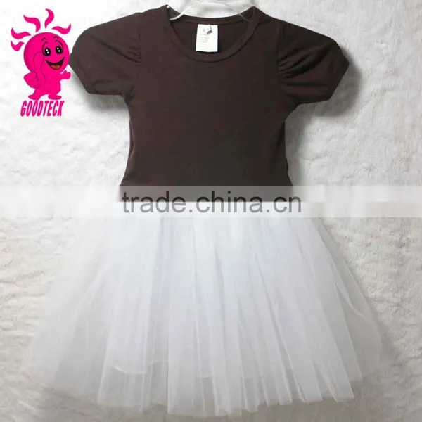 New Baby Girl's Summer Short Sleeve O-Neck Splicing Dress Fashion Tutu Dress Plain Cotton Dresses photo-2