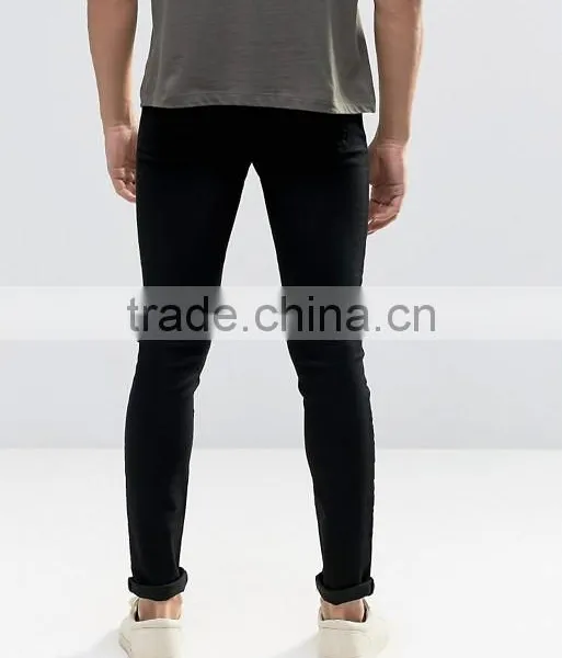 Hign Quality Spray on Jeans Men Super Skinny Stretch Fit Blank Jeans in Black and White photo-3
