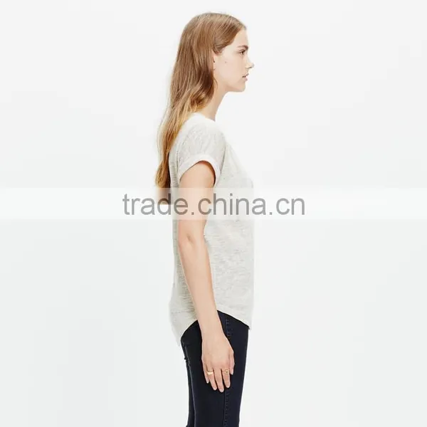 Deep v Neck Modern Linen Bikelane Ladies Plain T-shirt Dresses photo-2